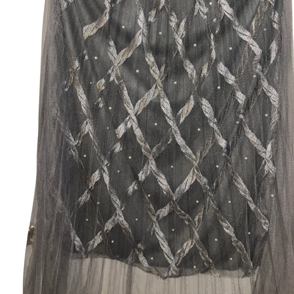 Silver &Gray Skirt w/ faux pearls- XL - New with tags - BACK side has no pearls - Picture 3 of 9